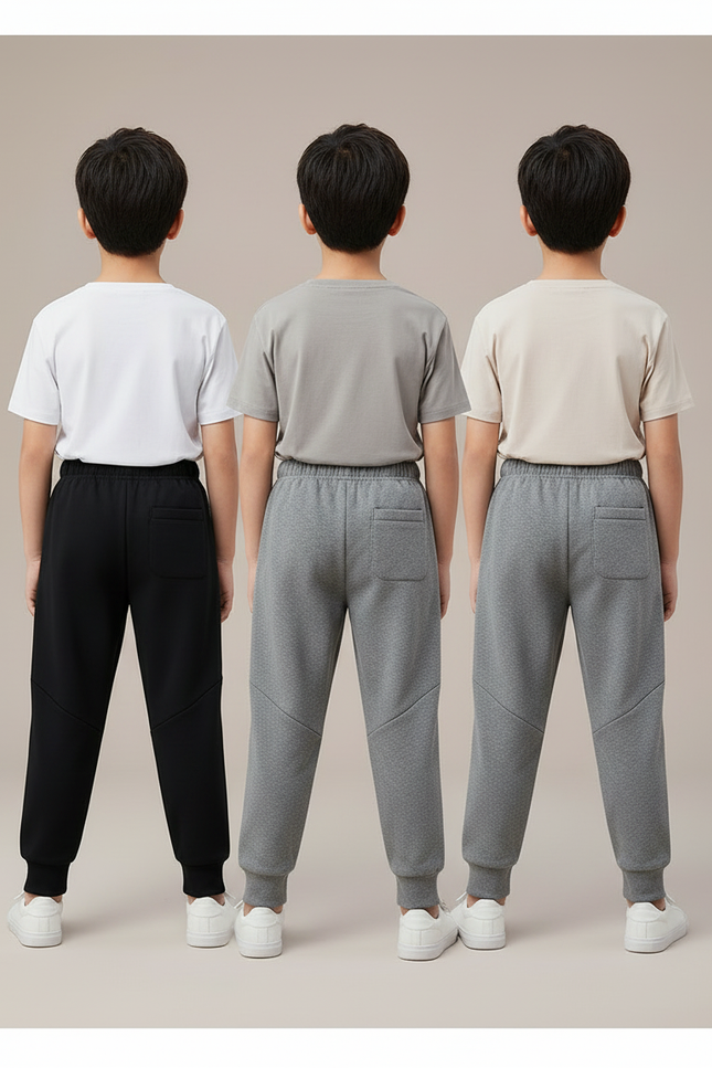 Pantalon Parachute Sportif Rayures Blanches Garçon Hiver - Gris Molleton - vue 2