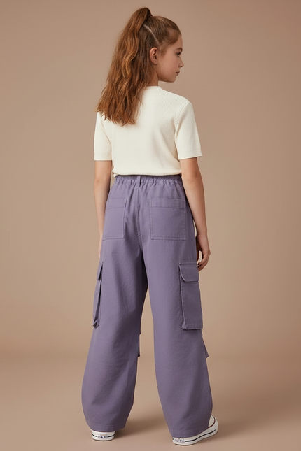 Pantalon Parachute Violet Ample Cargo Fille Décontracté - Toile - vue 2