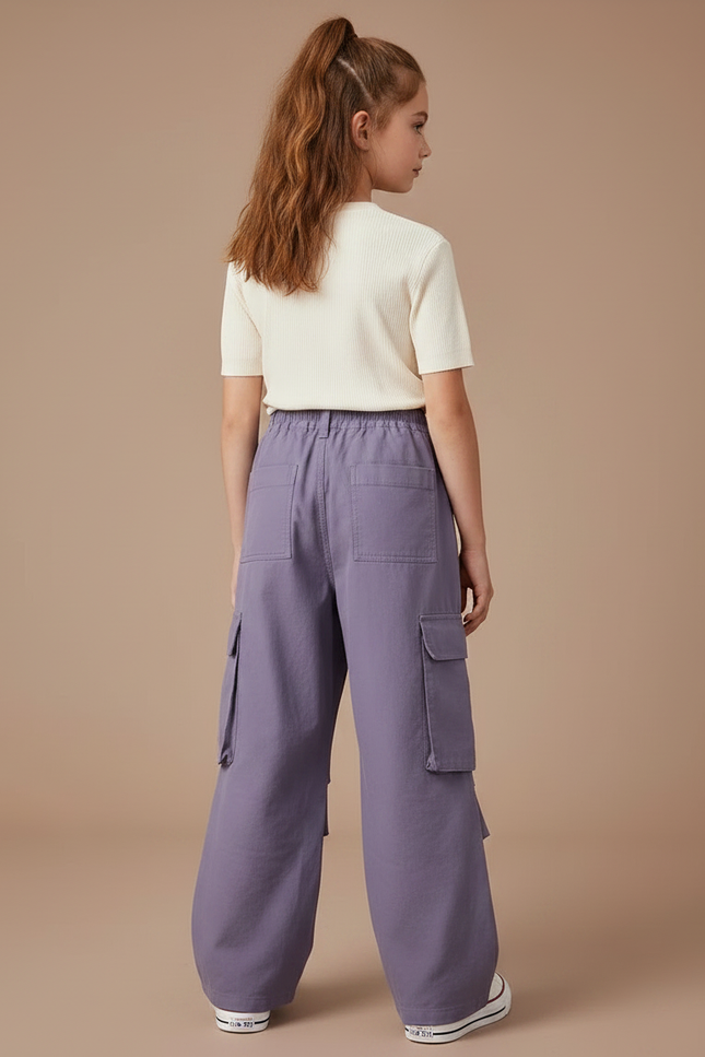Pantalon Parachute Violet Ample Cargo Fille Décontracté - Toile - vue 2