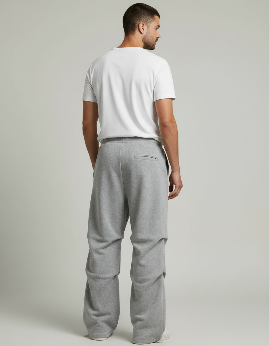 Pantalon Parachute Gris Ample Drapé Décontracté Homme - Molleton - vue 2