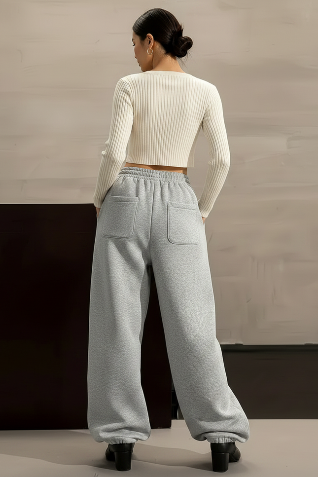 Pantalon Parachute Gris Ample Décontracté Sport Femme - Molleton - vue 2