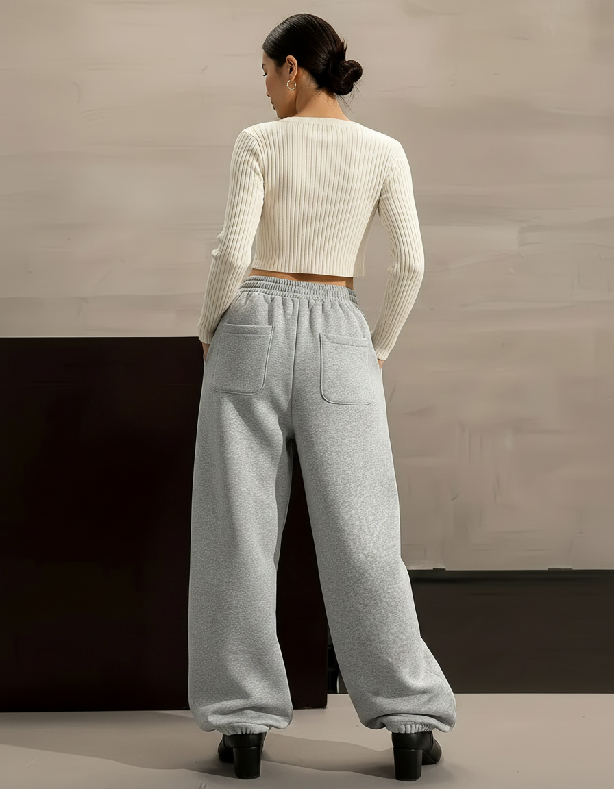 Pantalon Parachute Gris Ample Décontracté Sport Femme - Molleton - vue 2