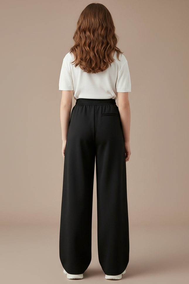 Pantalon Parachute Noir Ample Fluide Enfant Coton - vue 2