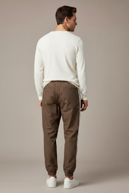 Pantalon Parachute Marron Cargo Ample Sport Homme - Polyester - vue 2