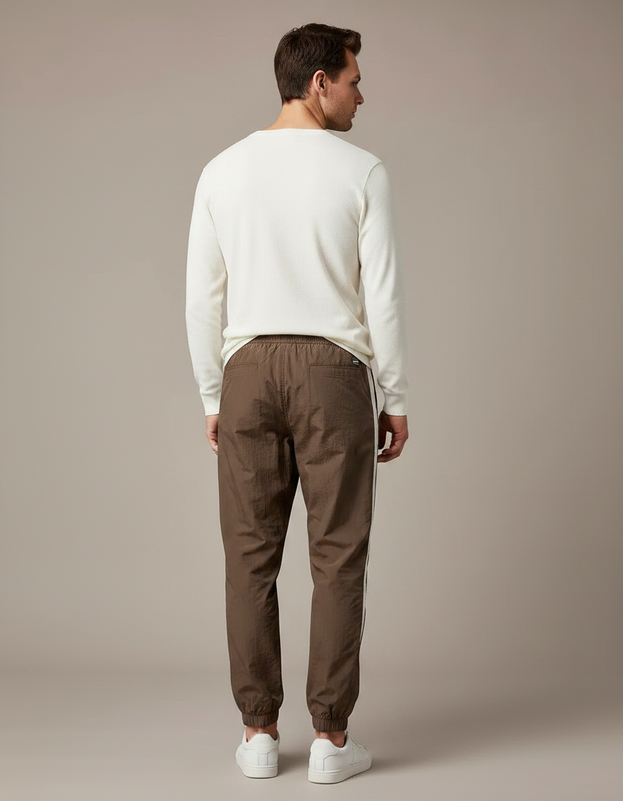 Pantalon Parachute Marron Cargo Ample Sport Homme - Polyester - vue 2