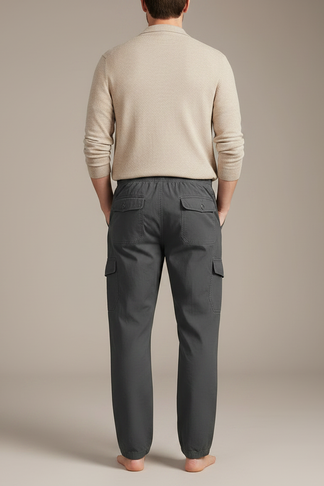 Pantalon Parachute Gris Ample Coton Cargo Homme - vue 2