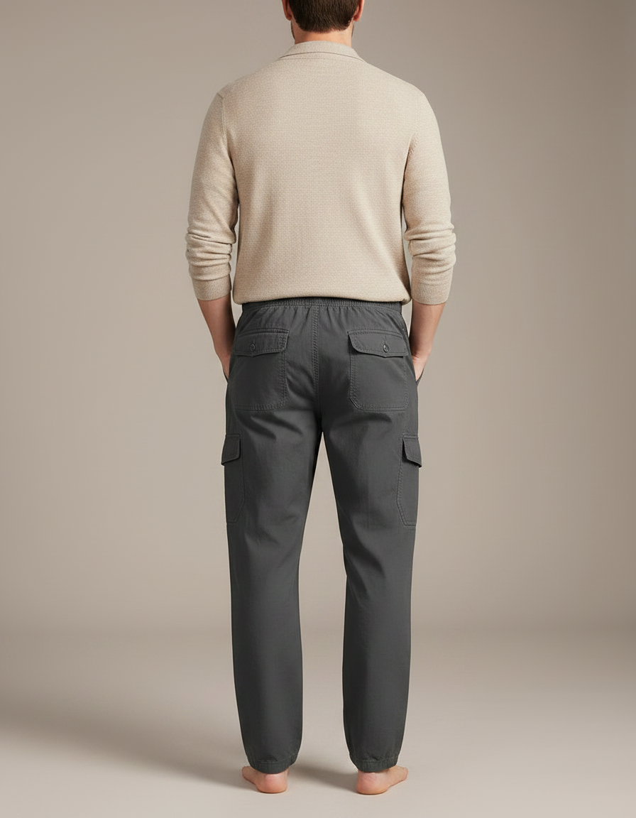 Pantalon Parachute Gris Ample Coton Cargo Homme - vue 2