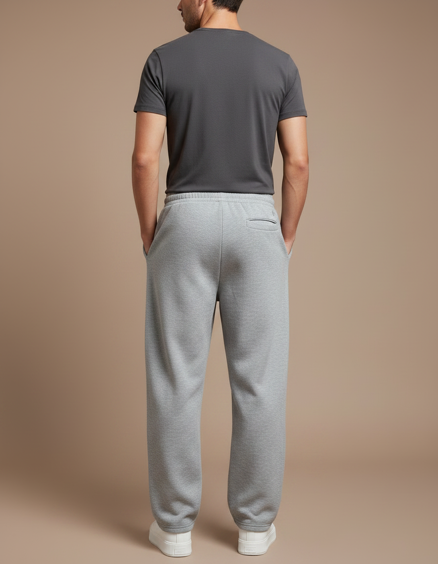 Pantalon Parachute Gris Ample Molleton Cordon Homme - vue 2
