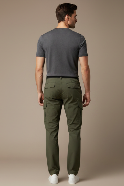 Pantalon Parachute Vert Cargo Décontracté Homme Coton - vue 2