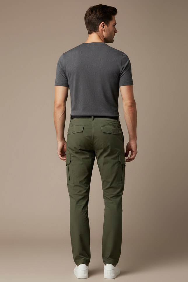 Pantalon Parachute Vert Cargo Décontracté Homme Coton - vue 2