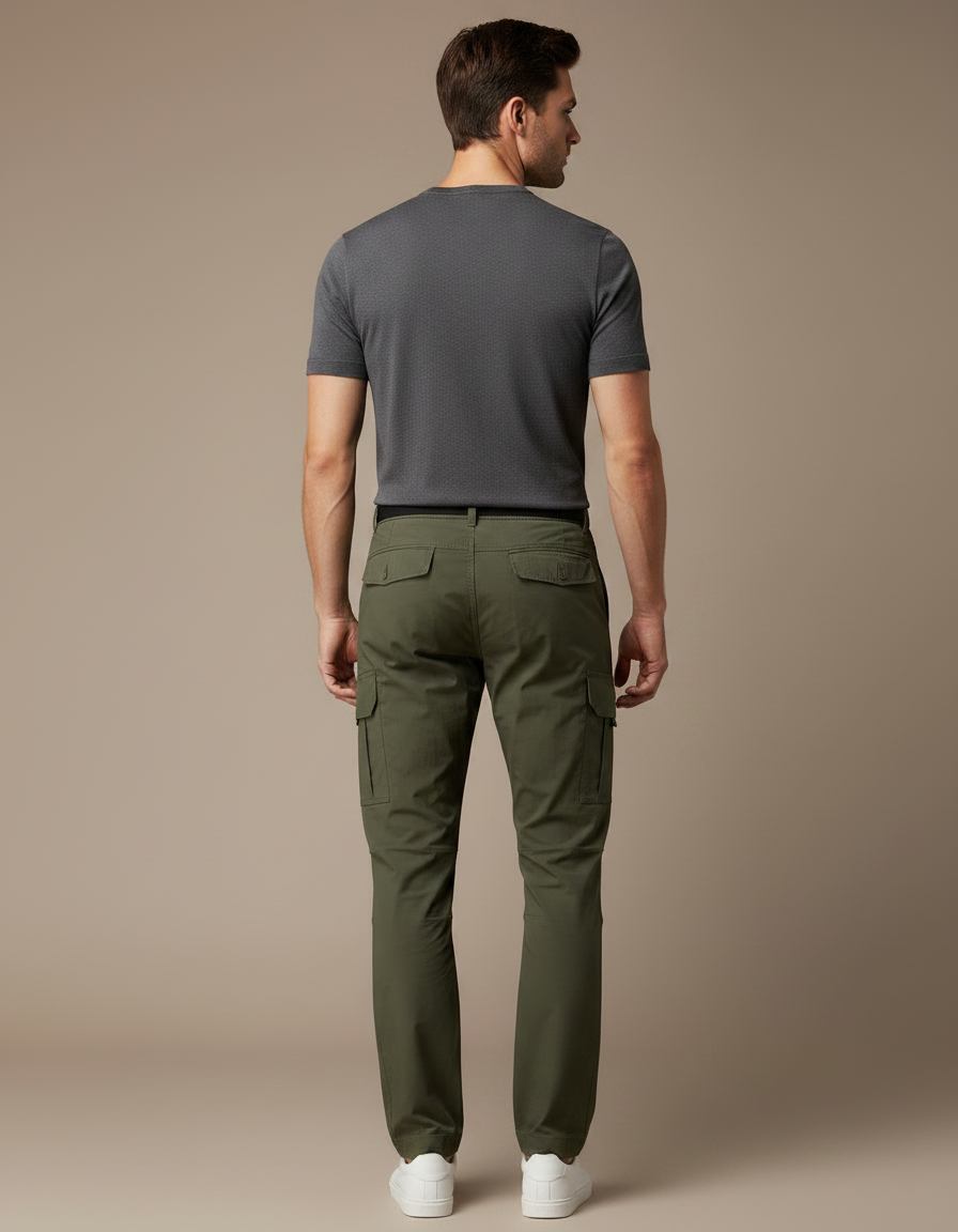 Pantalon Parachute Vert Cargo Décontracté Homme Coton - vue 2
