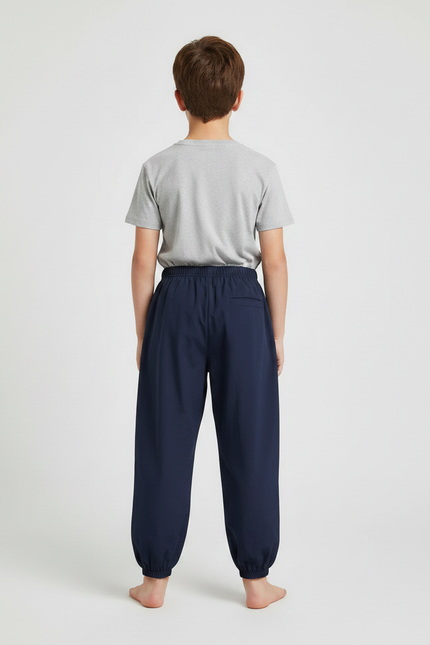 Pantalon Parachute Enfant Bleu Marine Ample Coton - vue 2