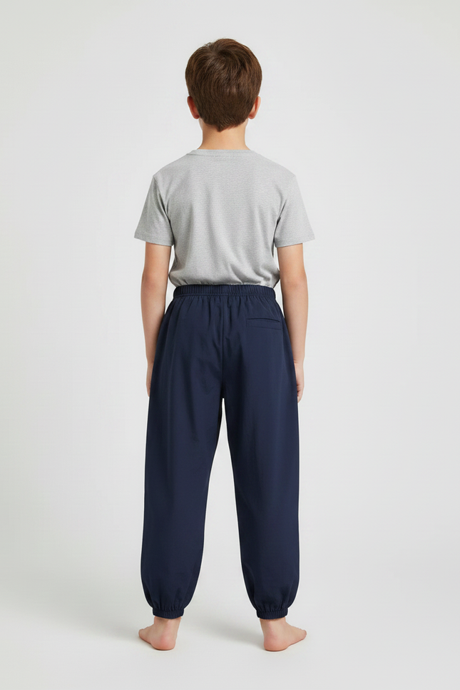 Pantalon Parachute Enfant Bleu Marine Ample Coton - vue 2