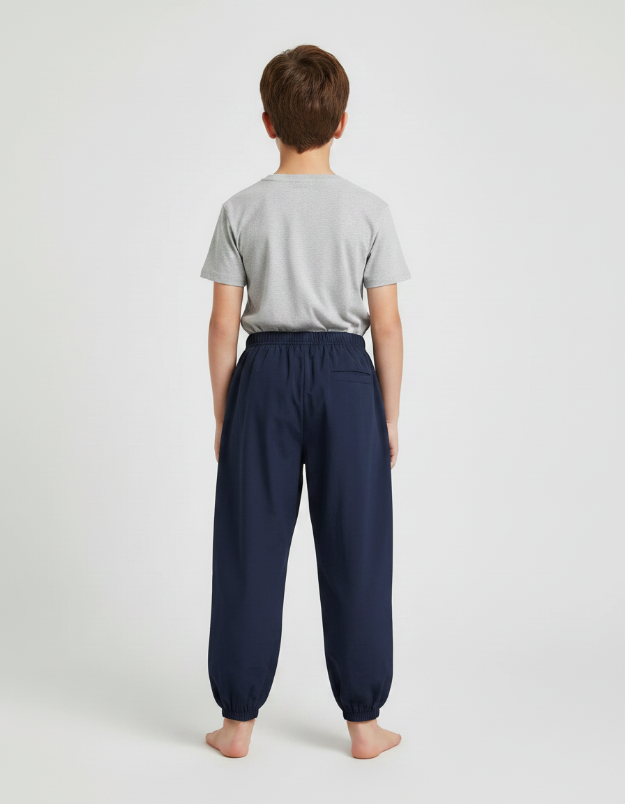 Pantalon Parachute Enfant Bleu Marine Ample Coton - vue 2