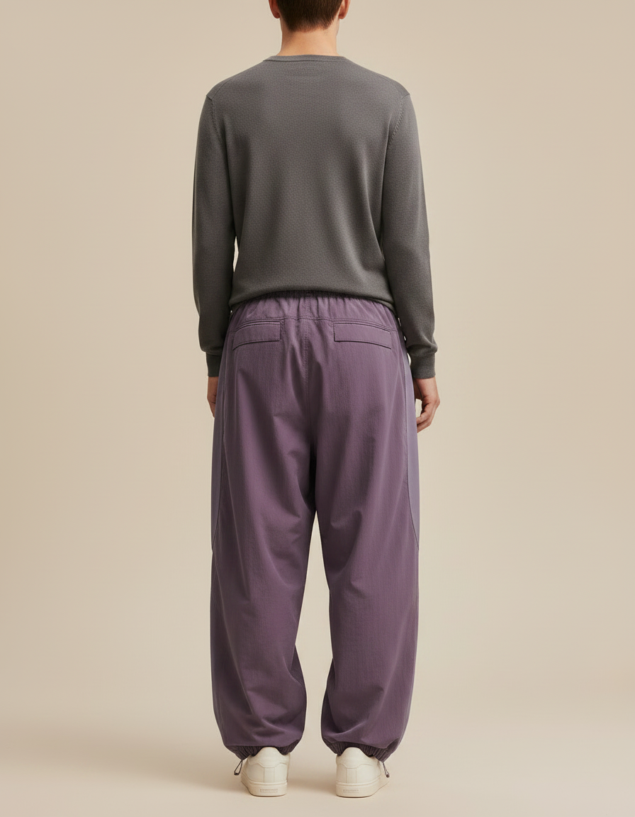 Pantalon Parachute Violet Ample Décontracté Urbain - Polyester - vue 2