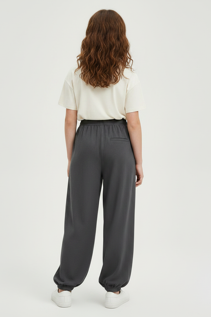 Pantalon Parachute Gris Ample Confortable Fille - Viscose - vue 2