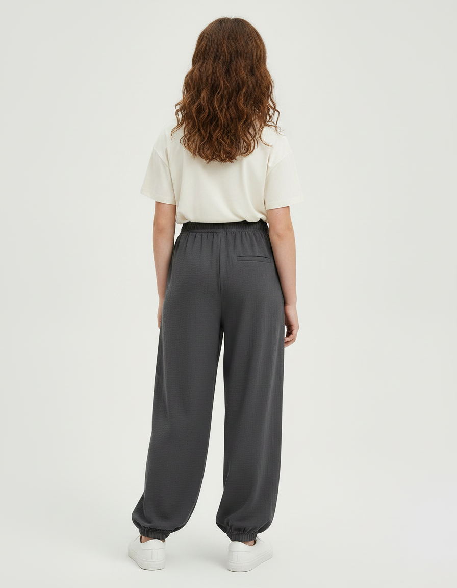 Pantalon Parachute Gris Ample Confortable Fille - Viscose - vue 2