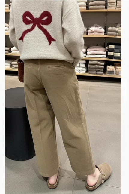 Pantalon Parachute Marron Côtelé Ample Décontracté Femme - Camel Cordé