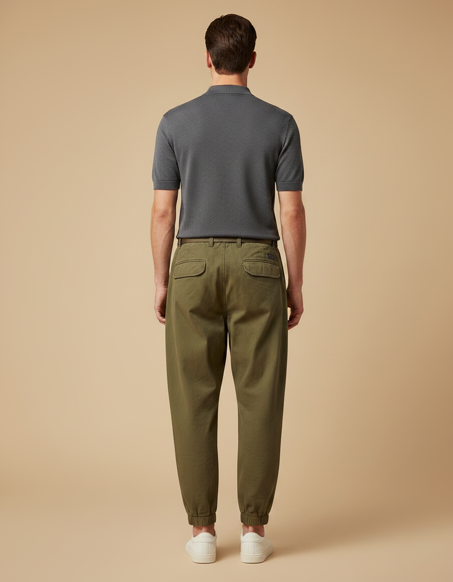 Pantalon Parachute Kaki Coton Ample Homme Décontracté - vue 2