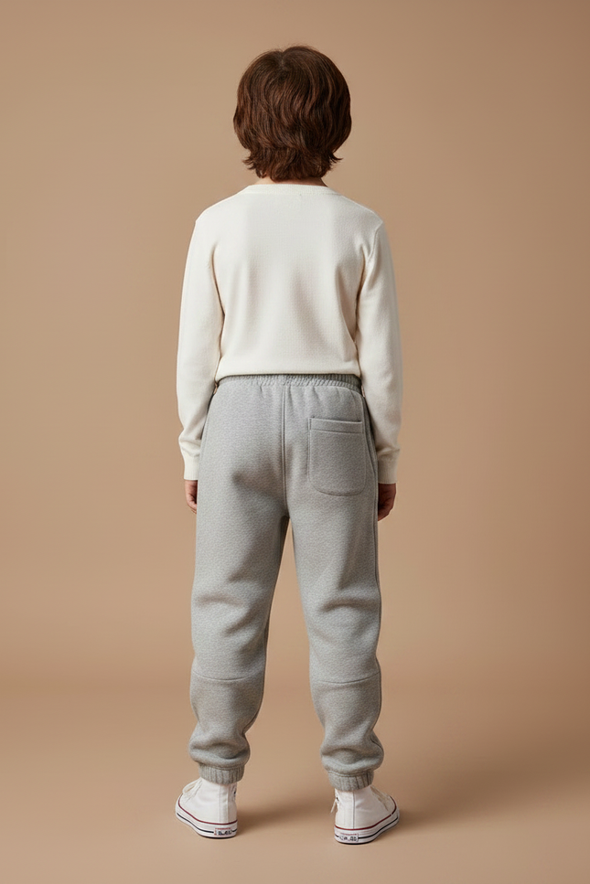 Pantalon Parachute Molleton Gris Ample Décontracté Enfant - vue 2