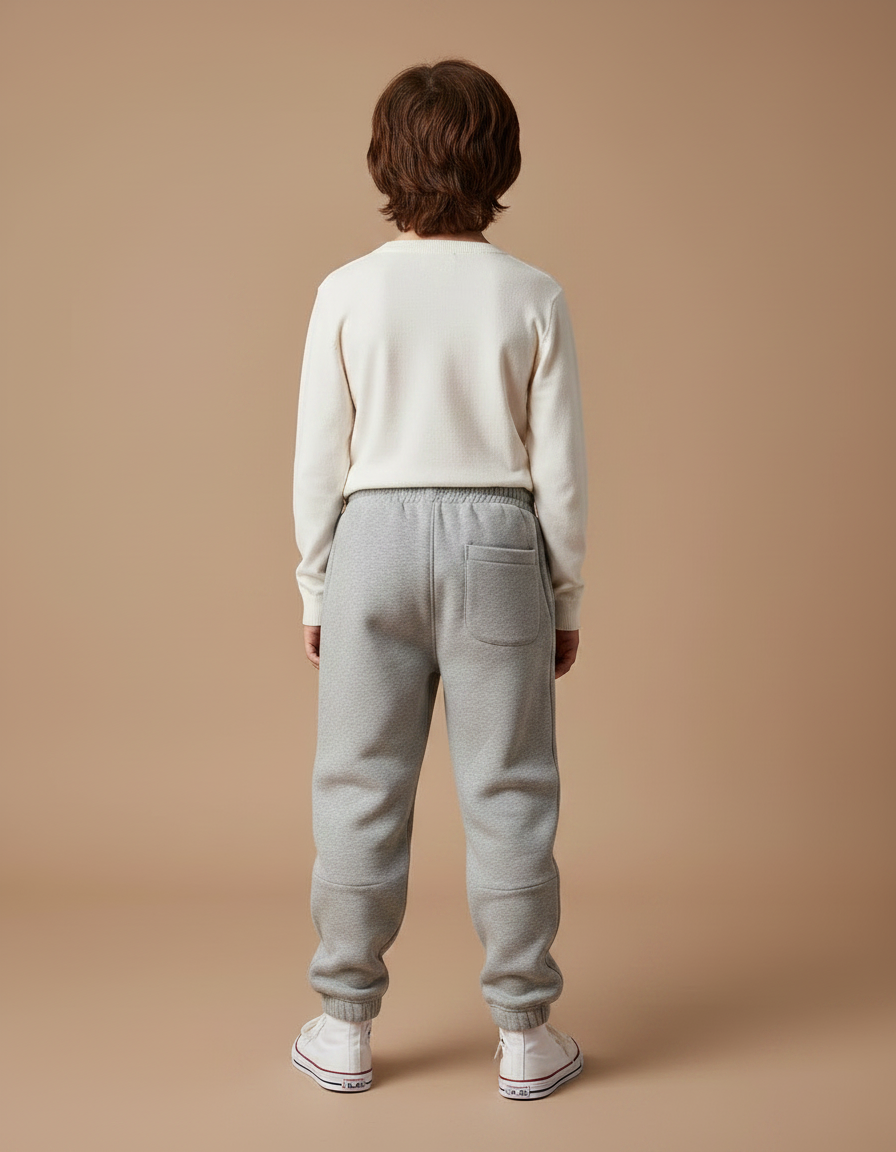 Pantalon Parachute Molleton Gris Ample Décontracté Enfant - vue 2