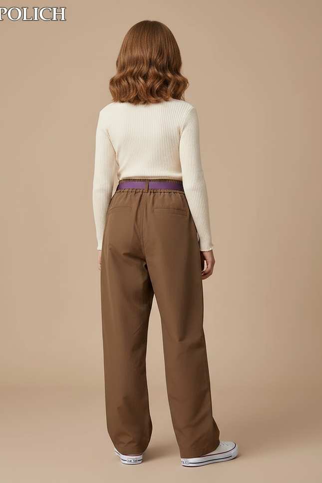 Pantalon Parachute Marron Ample Décontracté Enfant - Polyester - vue 2