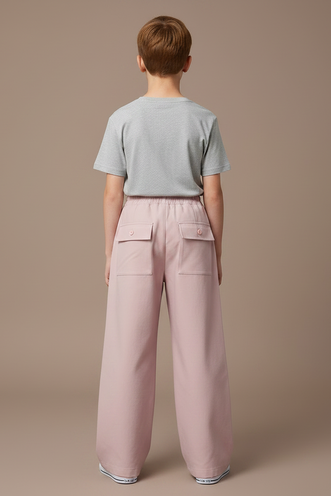 Pantalon Parachute Rose Cargo Ample Fille Poches - Gabardine - vue 2