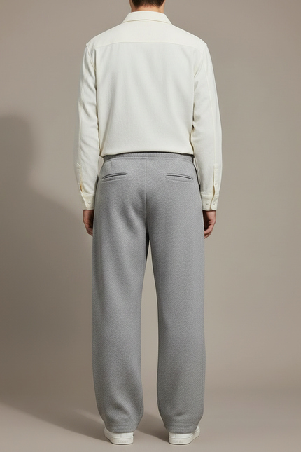 Pantalon Parachute Gris Ample Molleton Décontracté Cordon Homme - vue 2