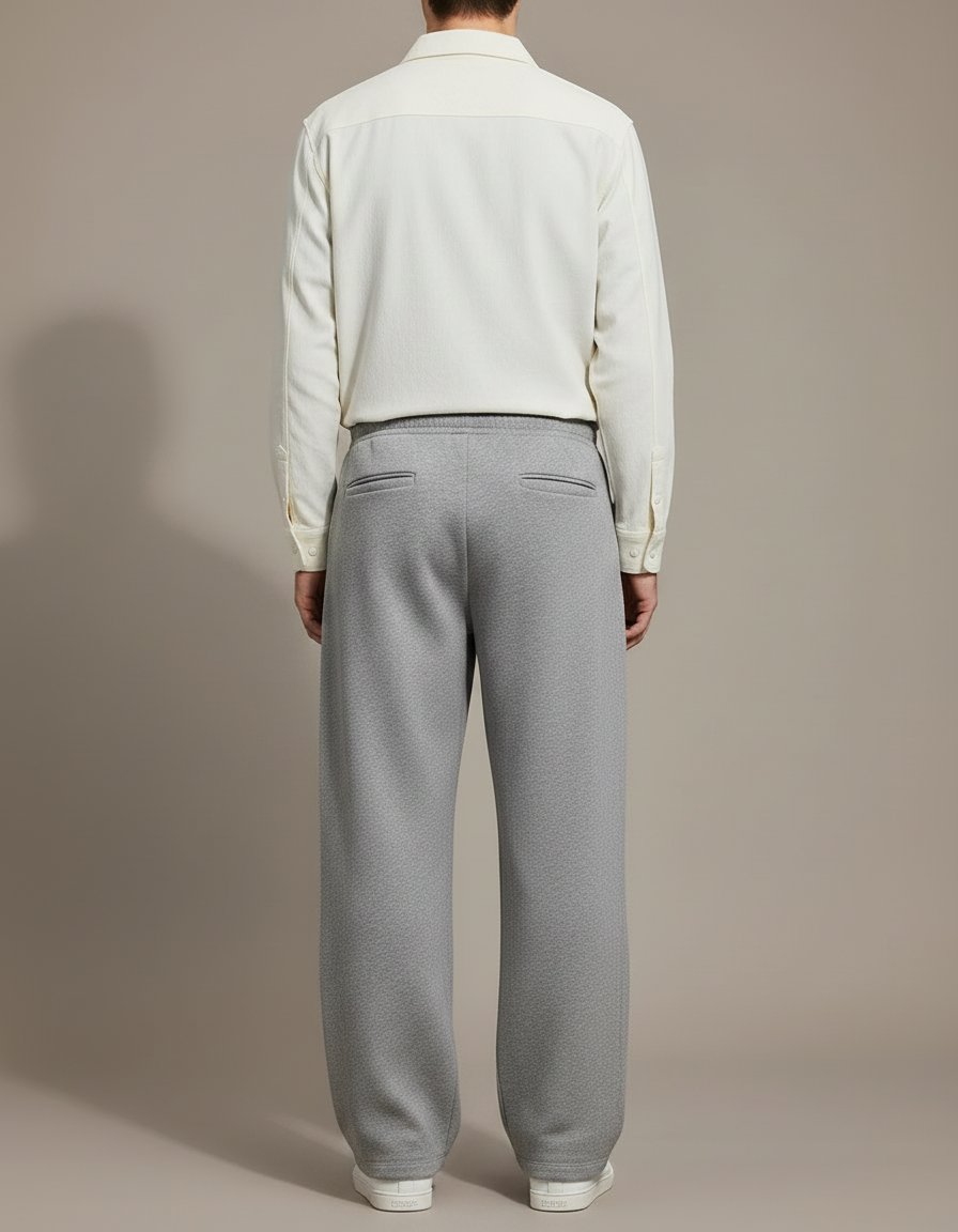 Pantalon Parachute Gris Ample Molleton Décontracté Cordon Homme - vue 2