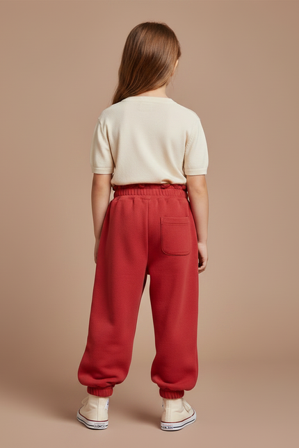 Pantalon Parachute Rouge Molleton Ample Cœurs Fille - vue 2