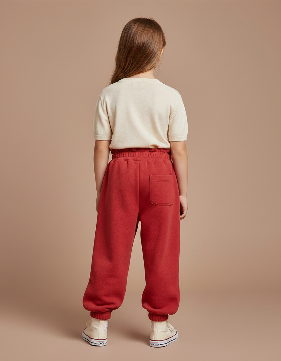 Pantalon Parachute Rouge Molleton Ample Cœurs Fille - vue 2