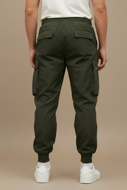 Pantalon Parachute Vert Cargo Ample Sportif Homme - Polyester - vue 2