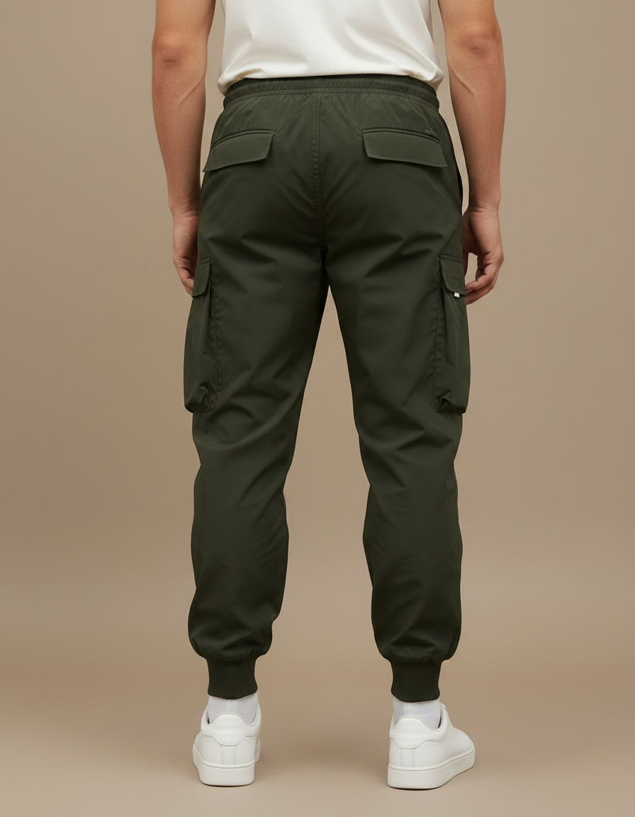 Pantalon Parachute Vert Cargo Ample Sportif Homme - Polyester - vue 2