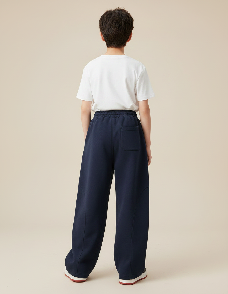 Pantalon Parachute Bleu Marine Ample Coton Enfant Cordon - Molleton - vue 2
