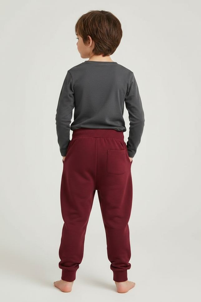 Pantalon Parachute Bordeaux Ample Enfant Décontracté Coton - Molleton - vue 2