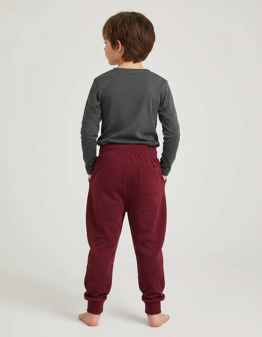 Pantalon Parachute Bordeaux Ample Enfant Décontracté Coton - Molleton - vue 2