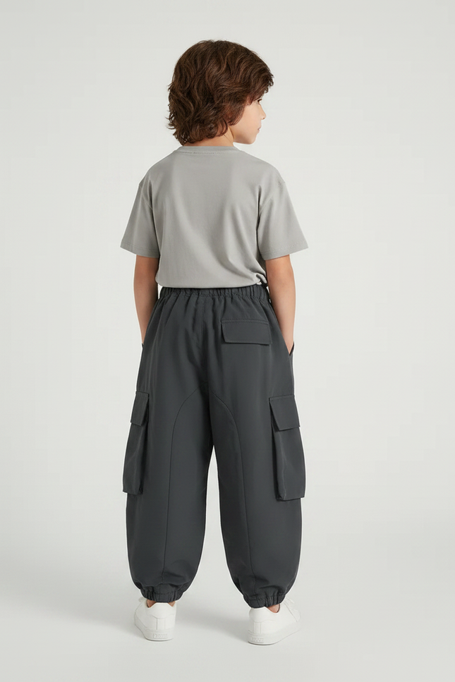Pantalon Parachute Garçon Gris Cargo - Polyester - vue 2