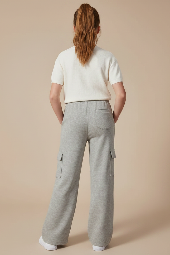 Pantalon Parachute Gris Ample Coton Cargo Enfant - Molleton - vue 2