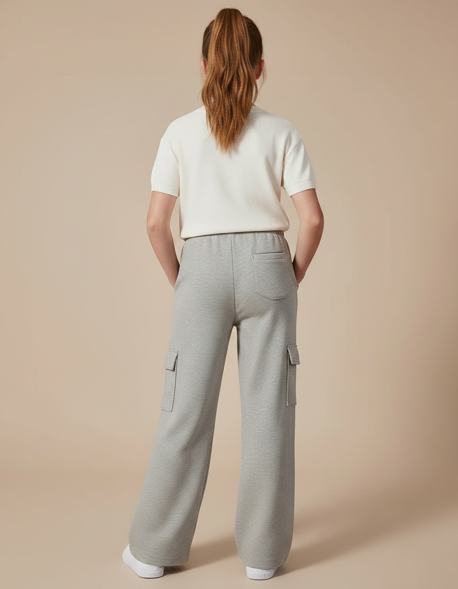 Pantalon Parachute Gris Ample Coton Cargo Enfant - Molleton - vue 2