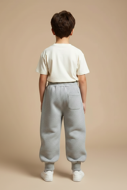 Pantalon Parachute Gris Ample Molleton Enfant Brodé - vue 2