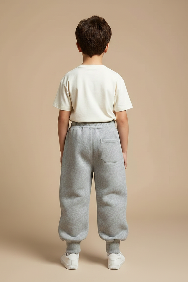 Pantalon Parachute Gris Ample Molleton Enfant Brodé - vue 2