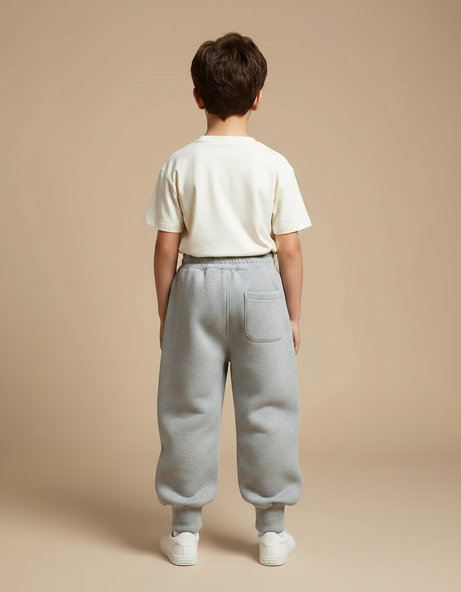 Pantalon Parachute Gris Ample Molleton Enfant Brodé - vue 2