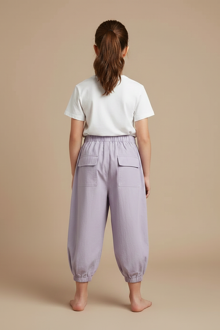 Pantalon Parachute Violet Ample Cargo Enfant Léger - Coton - vue 2
