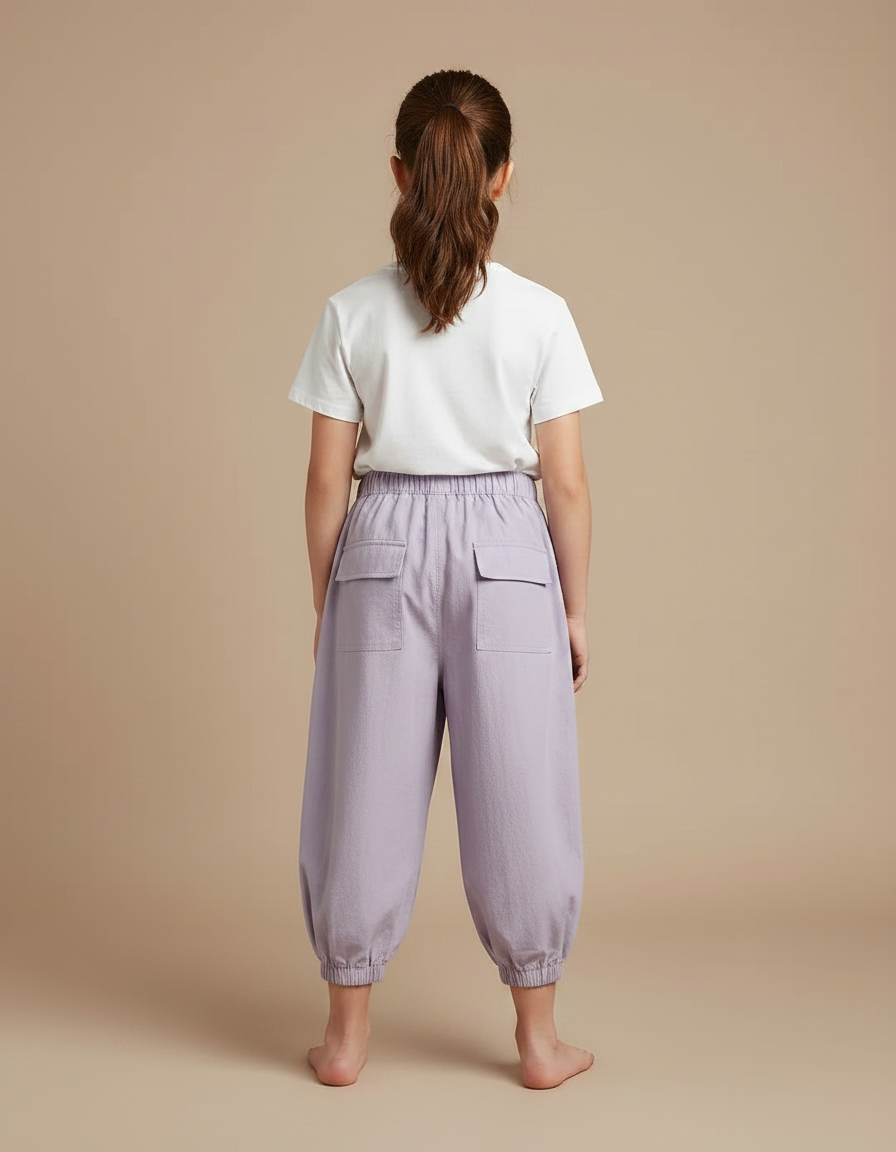 Pantalon Parachute Violet Ample Cargo Enfant Léger - Coton - vue 2