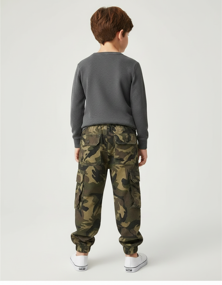 Pantalon Parachute Cargo Camouflage Ample Garçon Décontracté - Imprimé Toile - vue 2