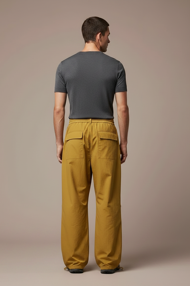 Pantalon Parachute Jaune Ample Léger Cordon Homme - Polyester - vue 2
