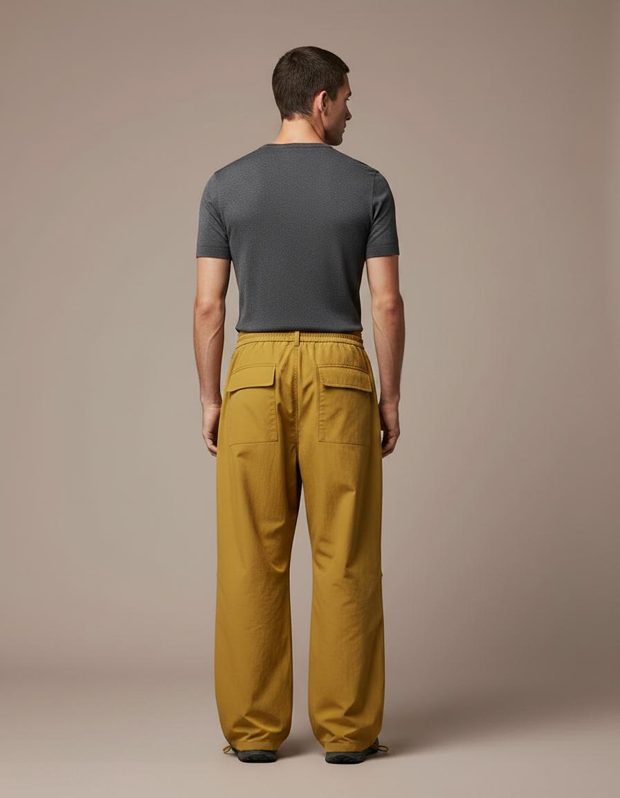 Pantalon Parachute Jaune Ample Léger Cordon Homme - Polyester - vue 2