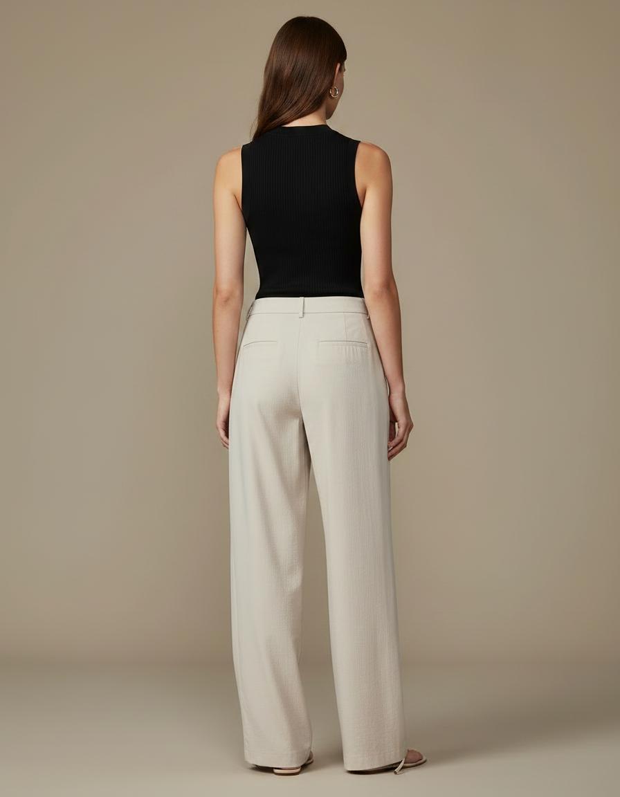 Pantalon Parachute Beige Ample Fluide Décontracté Femme - Toile - vue 2