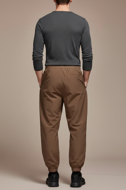 Pantalon Parachute Marron Ample Sport Décontracté Homme - Polyester - vue 2