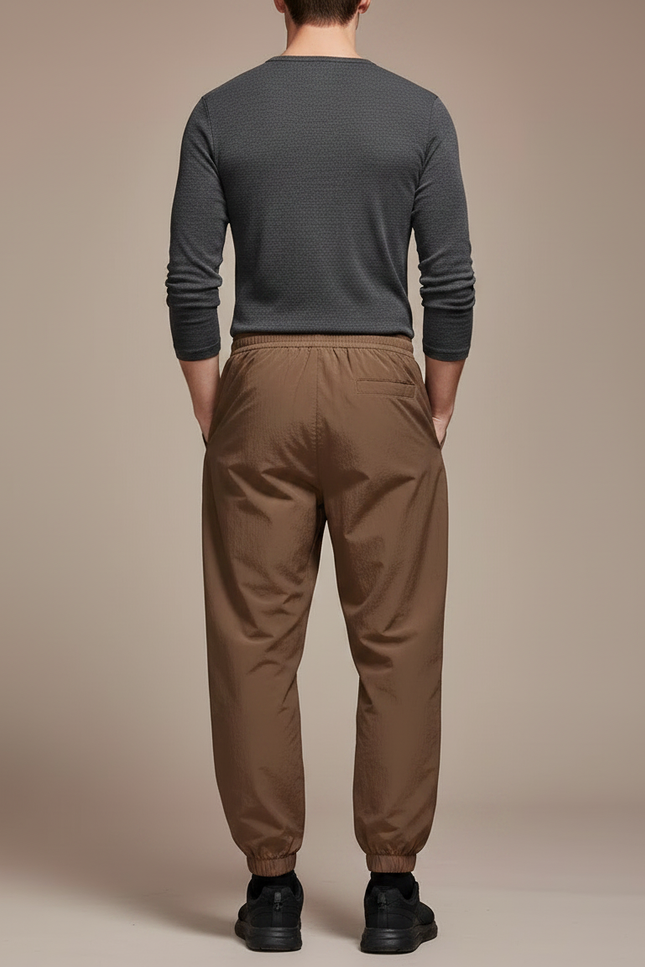 Pantalon Parachute Marron Ample Sport Décontracté Homme - Polyester - vue 2